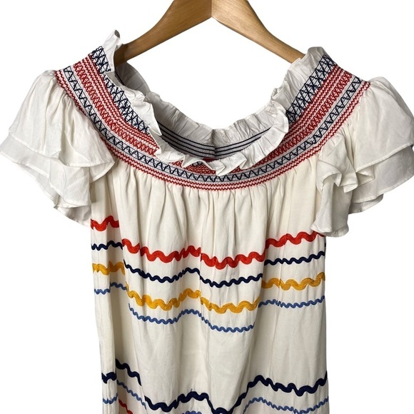 Red Carter Marilyn Dress Off The Shoulder Mini Dress Size Small Rickrack - Picture 5 of 7